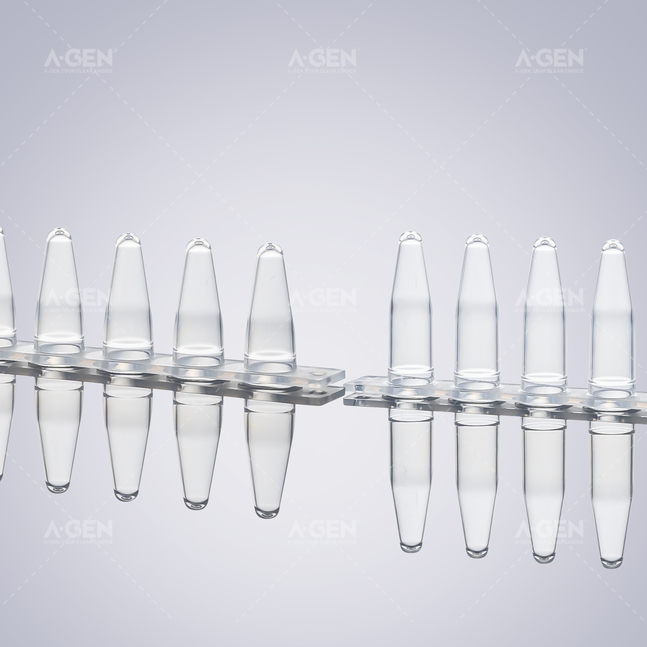 爱津生物的PCR 八连管采用进口医疗级聚丙烯(PP)材质