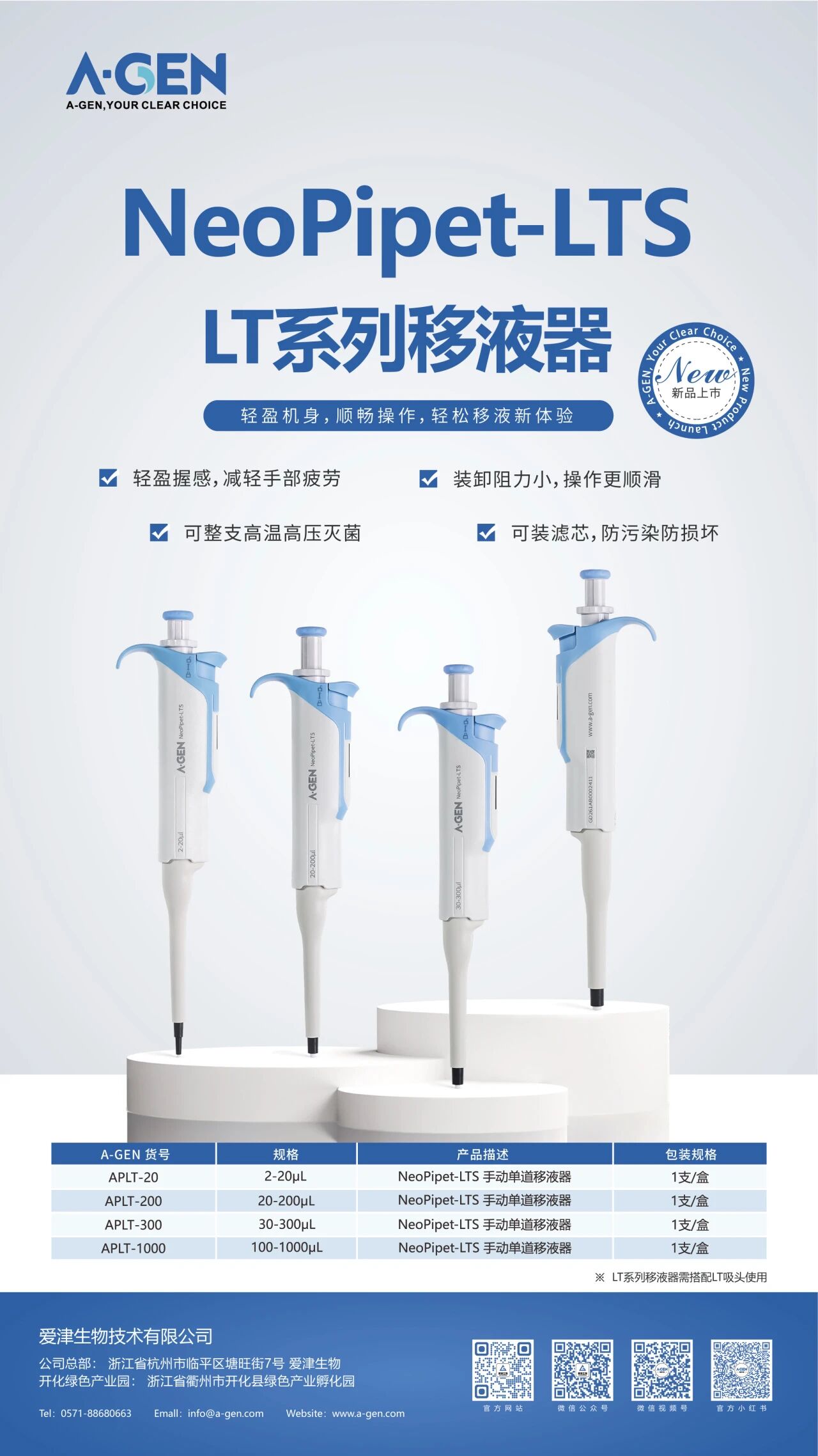 爱津生物NeoPipet-LTS_LT系列移液器宣传图